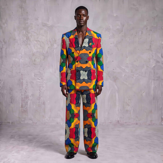 Abstract Printed Men's Suit – Multicolor