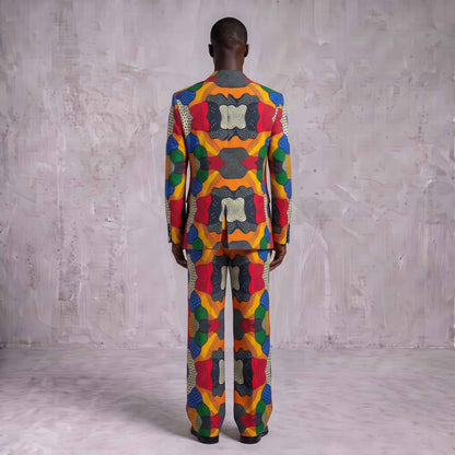 Abstract Printed Men's Suit – Multicolor