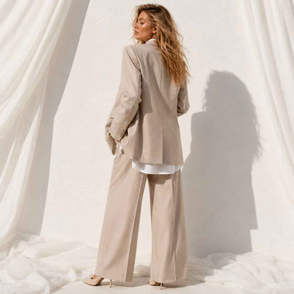 Linen blend suit set, back view - ARTSAY