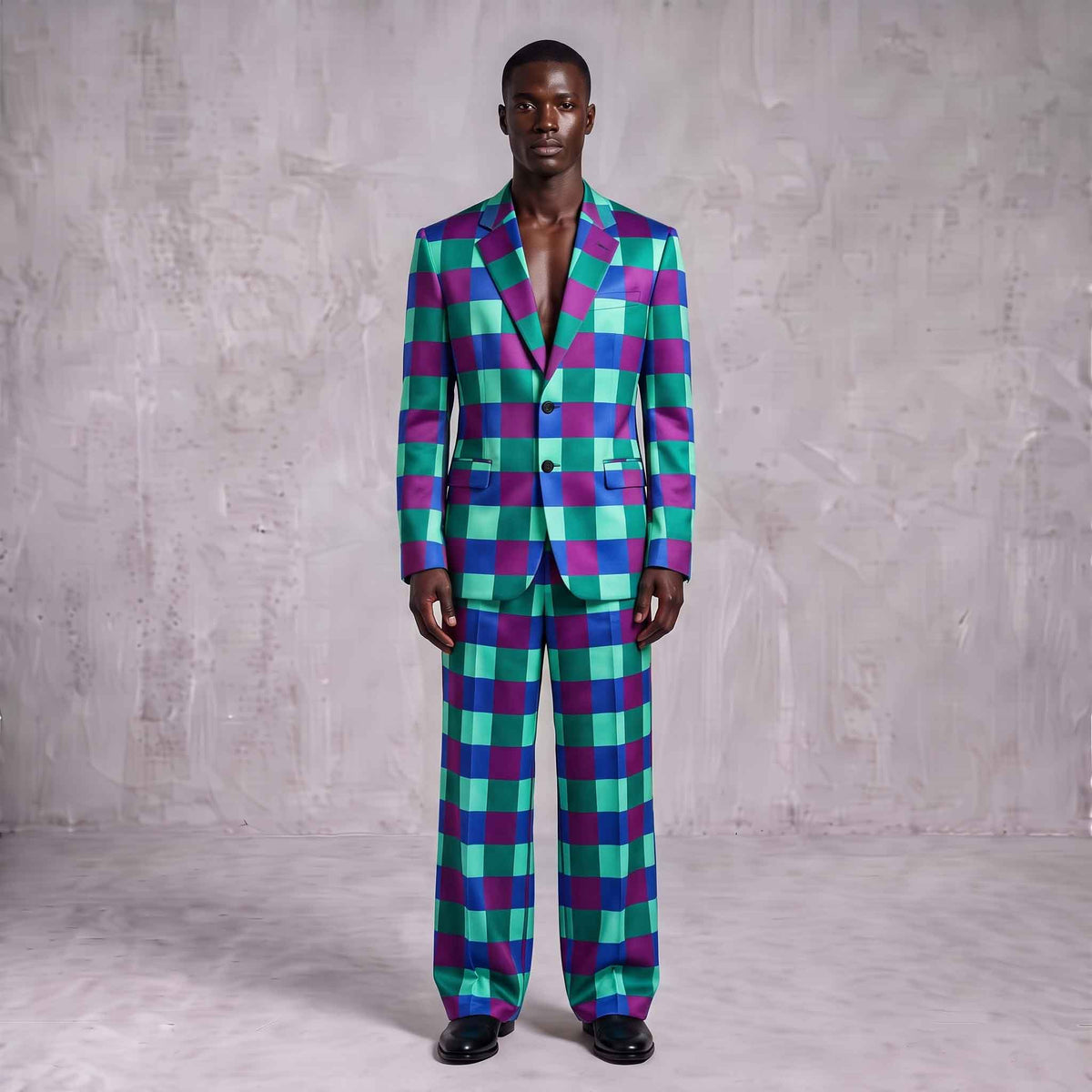 Colorful Checkered Men's Suit