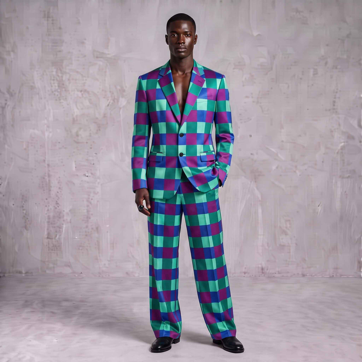 Colorful Checkered Men's Suit