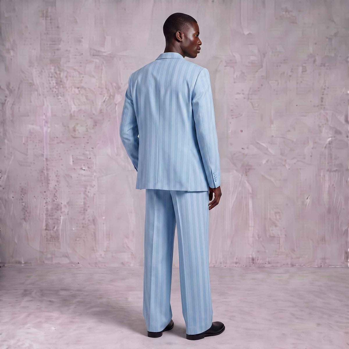 Light Blue Striped Men's Suit