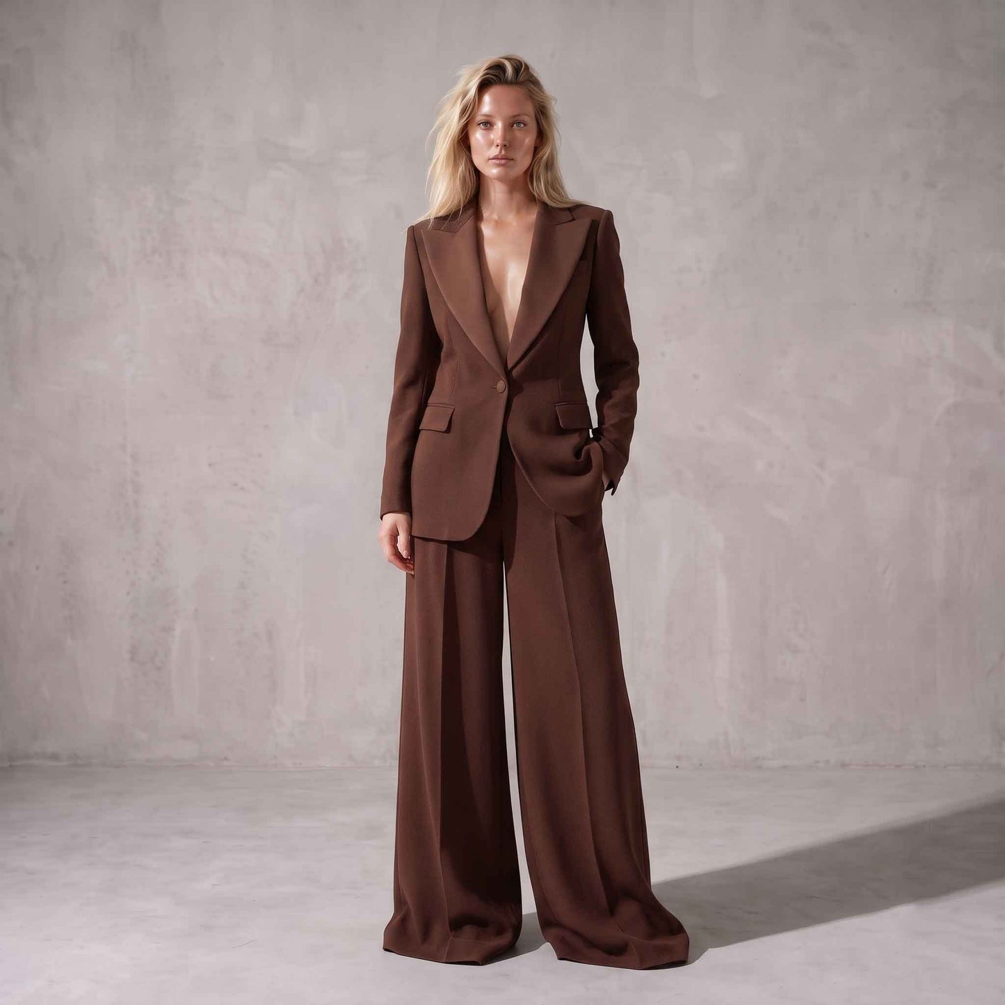 Brown Blazer & Wide-Leg Suit