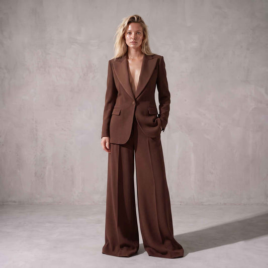 Brown Blazer & Wide-Leg Suit