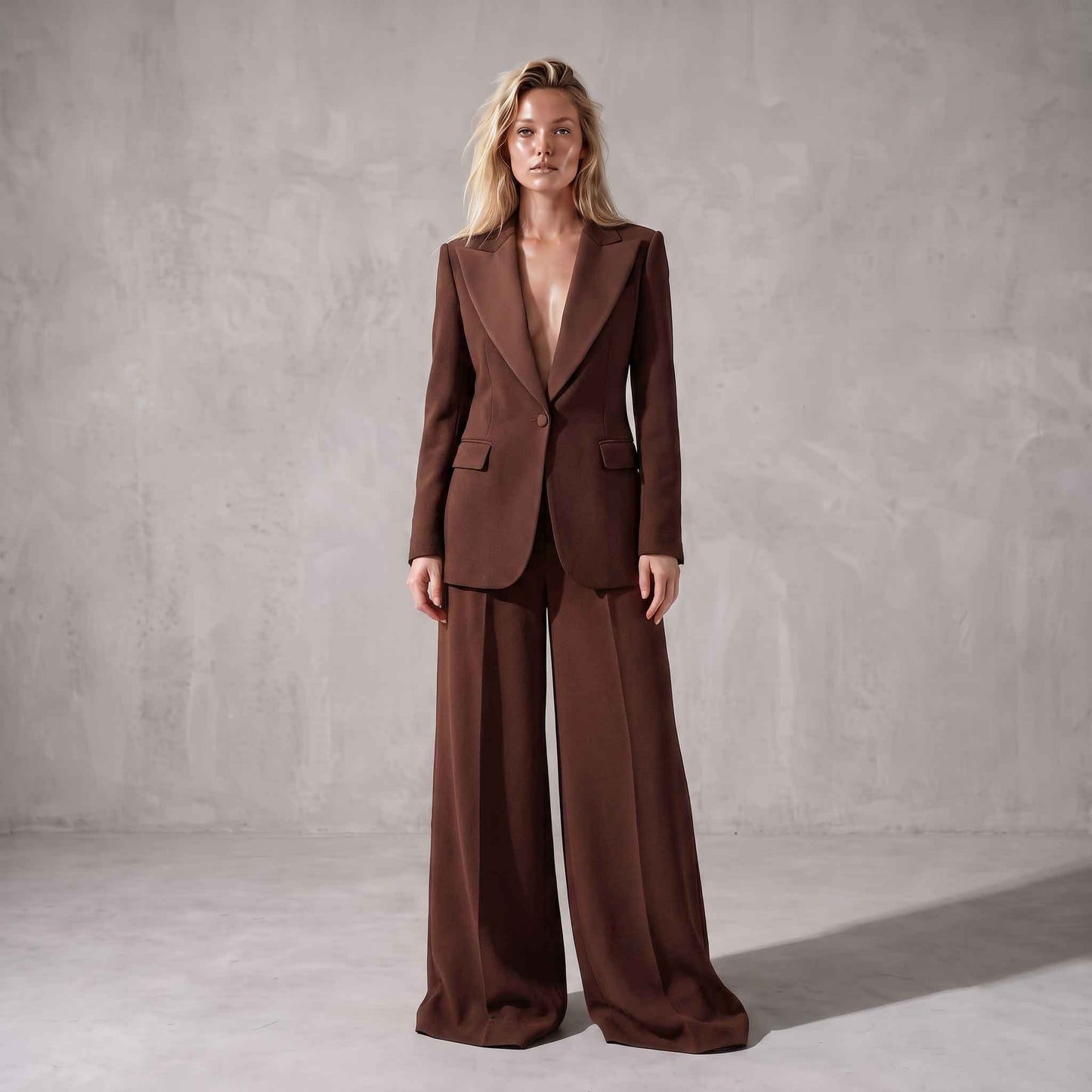 Brown Blazer & Wide-Leg Suit