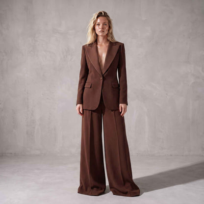 Brown Blazer & Wide-Leg Suit