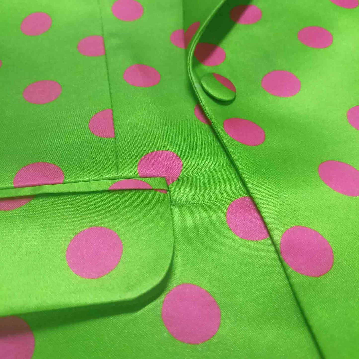 Green and Pink Polka Dot Satin Co-ord Set
