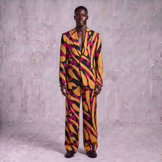 Abstract Printed Men's Suit