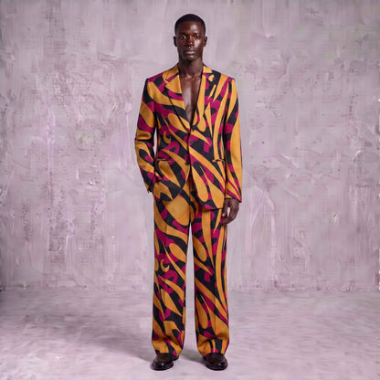 Abstract Printed Men's Suit