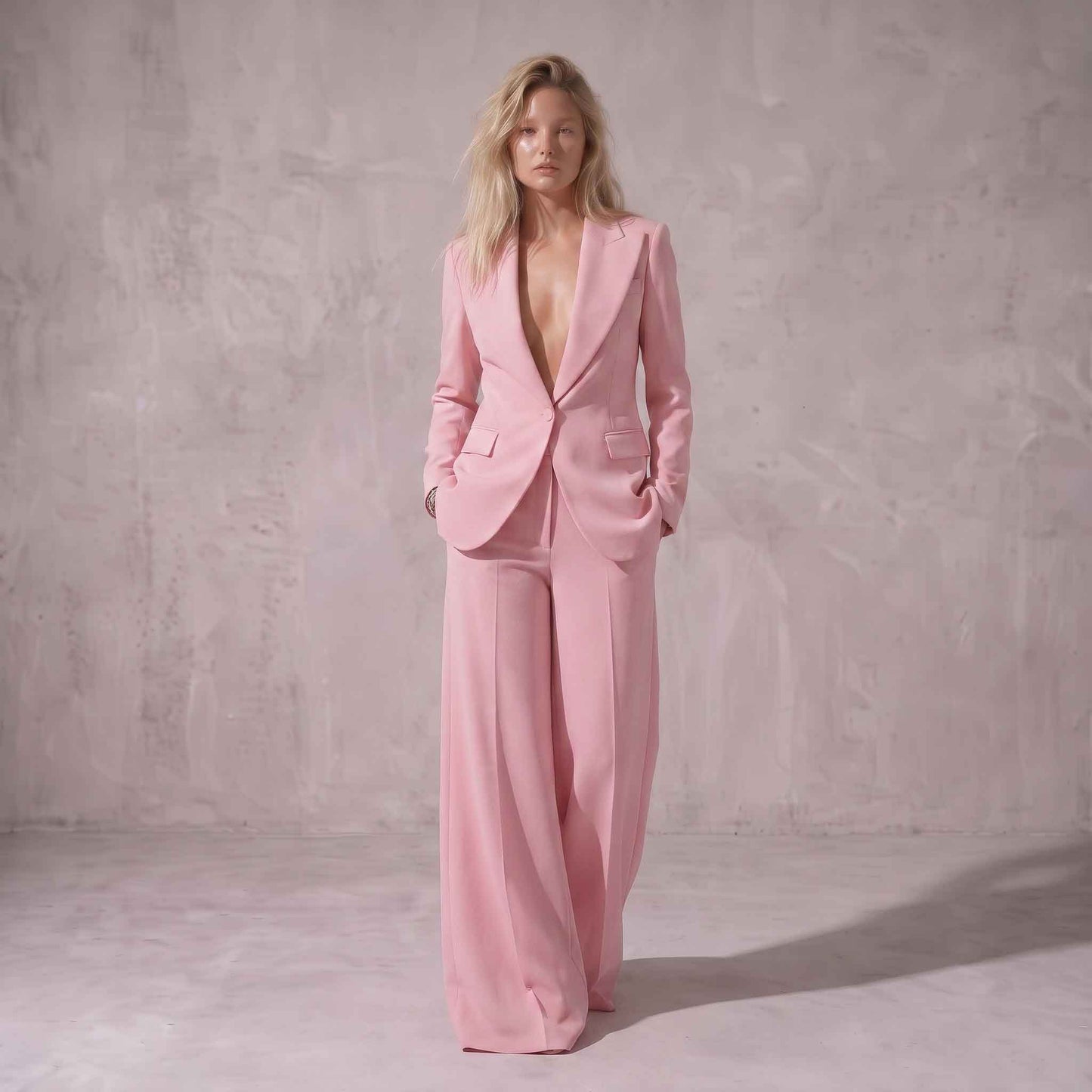 Powder Pink Blazer & Wide Leg Palazzo Pants