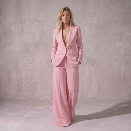 Powder Pink Blazer & Wide Leg Palazzo Pants