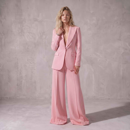 Powder Pink Blazer & Wide Leg Palazzo Pants