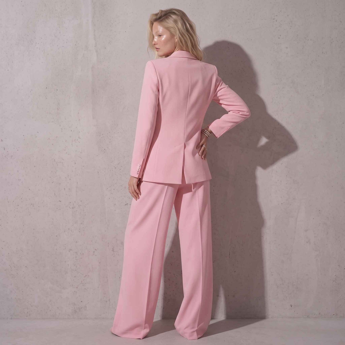 Powder Pink Blazer & Wide Leg Palazzo Pants