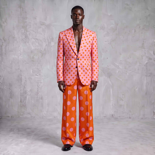 Pink & Orange Polka Dot Men's Suit