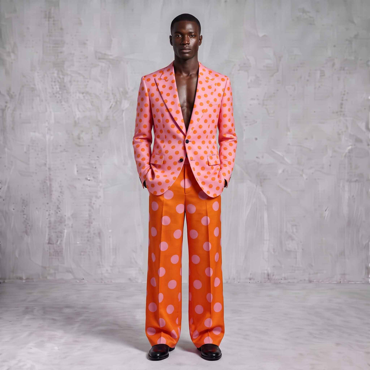 Pink & Orange Polka Dot Men's Suit