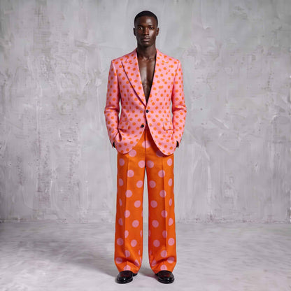 Pink & Orange Polka Dot Men's Suit