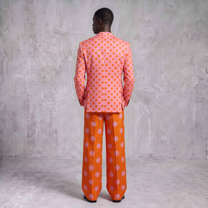 Pink & Orange Polka Dot Men's Suit