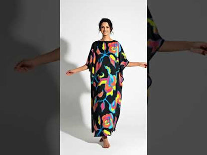 Abstract Floral Silk Kaftan