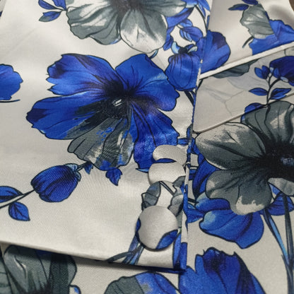 Blue Floral Printed Pantsuit