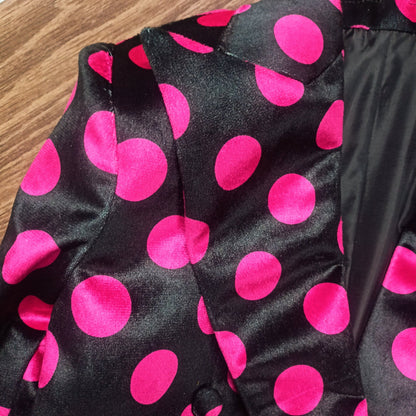 Polka Dot on Black - Double-Breasted Blazer