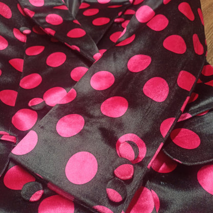 Polka Dot on Black - Double-Breasted Blazer