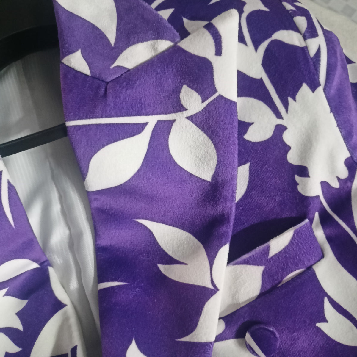 Royal Purple Floral Velvet Blazer Dress