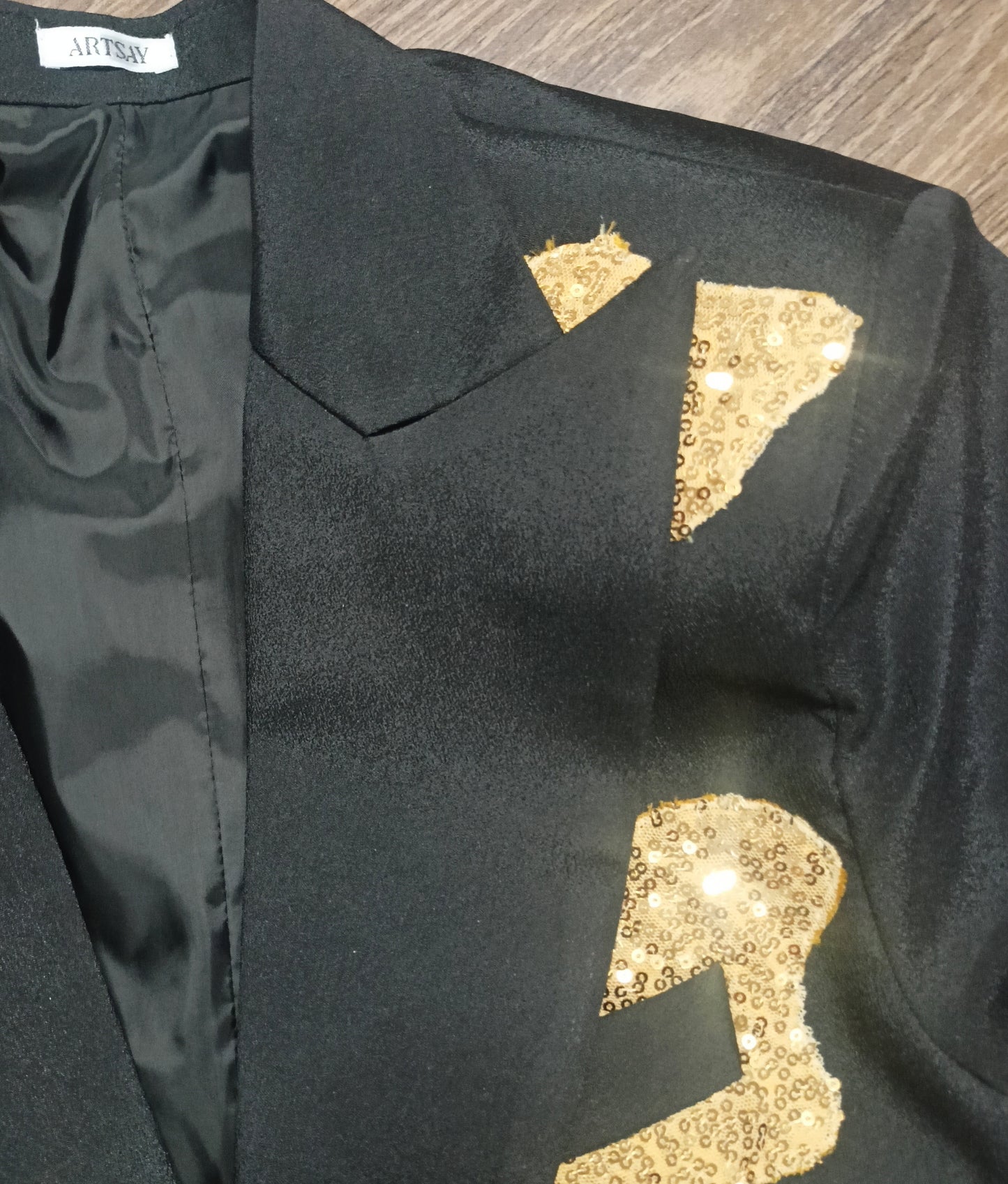 Sequin Applique Black Suit