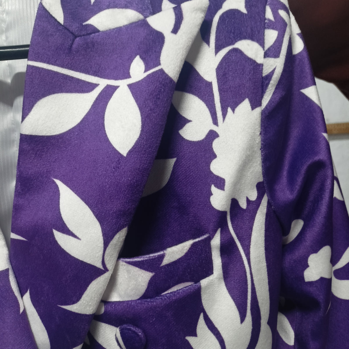 Royal Purple Floral Velvet Blazer Dress