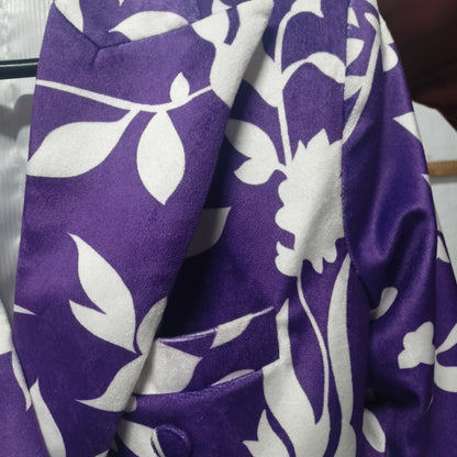 Royal Purple Floral Velvet Blazer Dress