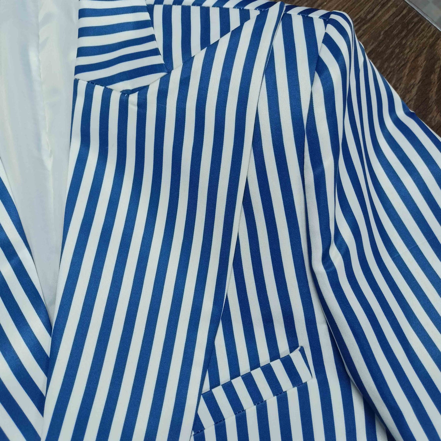 Stripe Satin Statement Blazer